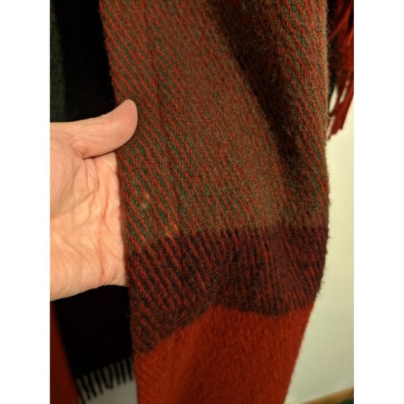 VTG Robben Alexander NY Red Purple Black Wool Plaid Long Fringe Duster Coat Med - Picture 11 of 14